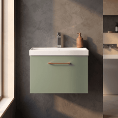 [BFLE822AH019] Bramshall Wall Hung 1 Drawer Vanity Unit with Mid-Edge Ceramic Basin 600mm - Studio Shot