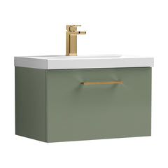 [BFLE822AH1516] Bramshall Wall Hung 1 Drawer Vanity Unit with Mid-Edge Ceramic Basin - Choice of Colour, Handle Finish and Size - Cutout
