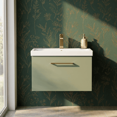 [BFLE822AH1516] Bramshall Wall Hung 1 Drawer Vanity Unit with Mid-Edge Ceramic Basin 600mm - Studio Shot
