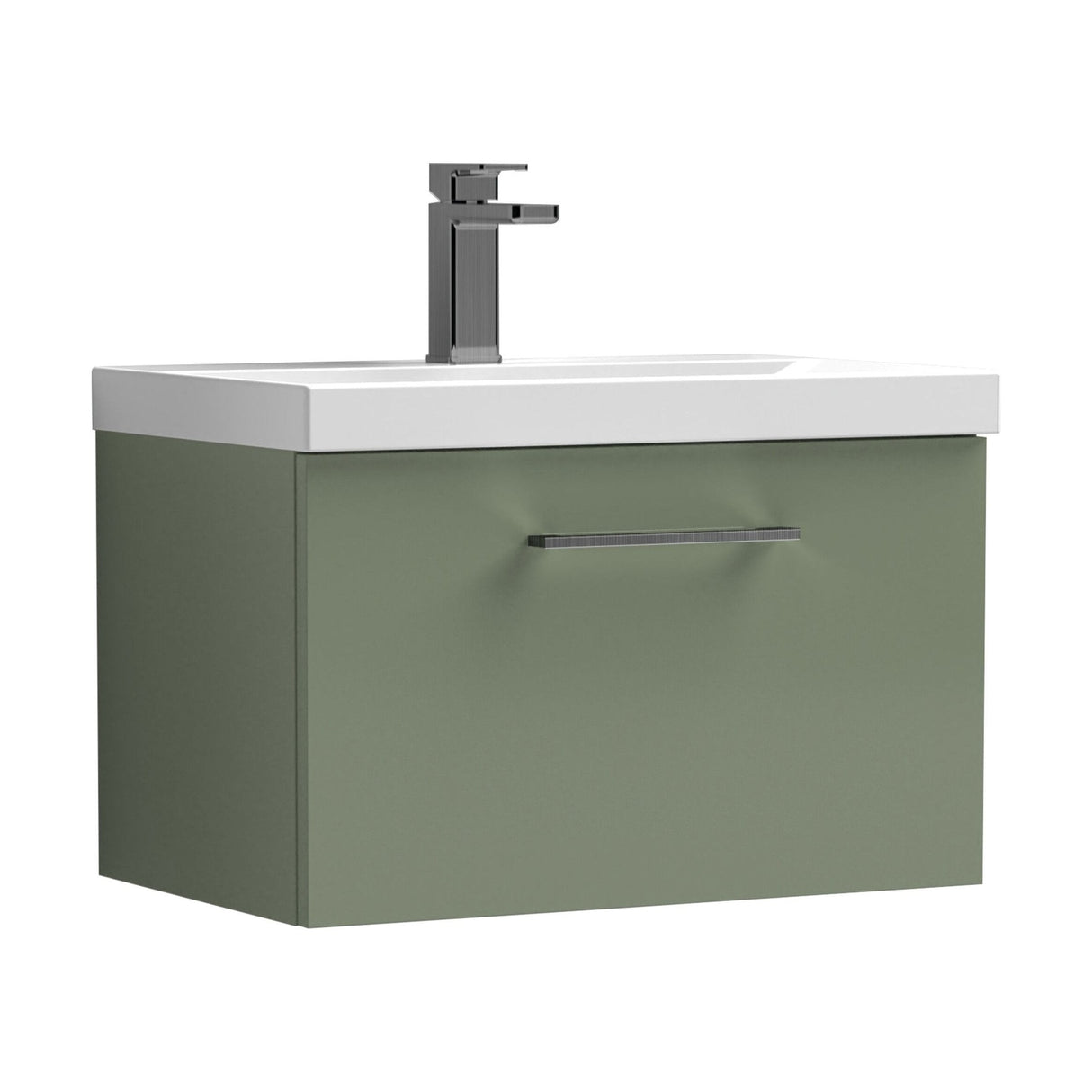 [BFLE822AH716] Bramshall Wall Hung 1 Drawer Vanity Unit with Mid-Edge Ceramic Basin - Choice of Colour, Handle Finish and Size - Cutout