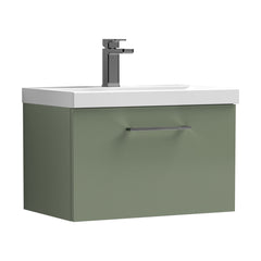 [BFLE822AH716] Bramshall Wall Hung 1 Drawer Vanity Unit with Mid-Edge Ceramic Basin - Choice of Colour, Handle Finish and Size - Cutout