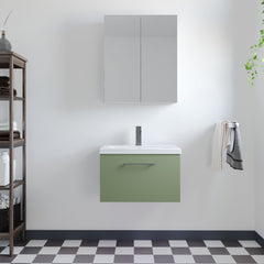 [BFLE822AH716] Bramshall Wall Hung 1 Drawer Vanity Unit with Mid-Edge Ceramic Basin - Choice of Colour, Handle Finish and Size - Lifestyle 1