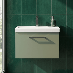 [BFLE822AH716] Bramshall Wall Hung 1 Drawer Vanity Unit with Mid-Edge Ceramic Basin 600mm - Studio Shot