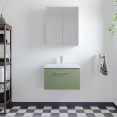 [BFLE822A] Bramshall Wall Hung 1 Drawer Vanity Unit with Mid-Edge Ceramic Basin - Choice of Colour, Handle Finish and Size - Lifestyle 1