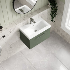 [BFLE822A] Bramshall Wall Hung 1 Drawer Vanity Unit with Mid-Edge Ceramic Basin 600mm - Lifestyle 2