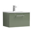 [BFLE822G] Balterley  Modern Bathroom 1 Soft Close Drawer Wall Hung Vanity Unit & Curved Basin, Satin Green, 600mm - Cutout
