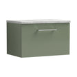 [BFLE822LBG] Balterley Level 600mm Wall Hung Single Drawer Vanity Unit with Laminate Worktop for Modern Bathroom Storage - Satin Green - Cutout