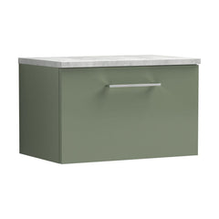 [BFLE822LBG] Bramshall Contemporary 1 Drawer Wall Hung Vanity Unit with Bellato Grey Laminate Worktop, Choice of Size and Colour - Cutout
