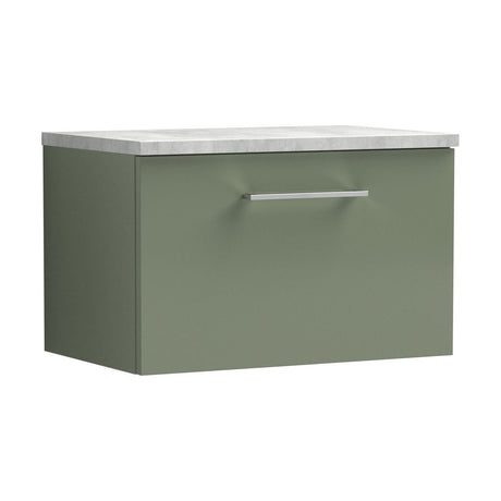 [BFLE822LBG] Bramshall Contemporary 1 Drawer Wall Hung Vanity Unit with Bellato Grey Laminate Worktop, Choice of Size and Colour - Cutout