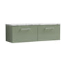 [BFLE822LCM2] Bramshall Contemporary 2 Drawer Wall Hung Vanity Unit with Carrera Marble Laminate Worktop, 1200mm, Choice of Colour - Cutout