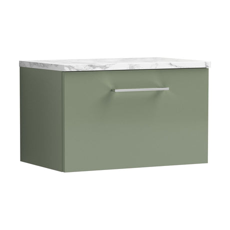 [BFLE822LCM] Bramshall Contemporary 1 Drawer Wall Hung Vanity Unit with Carrera Marble Laminate Worktop, Choice of Size and Colour - Cutout