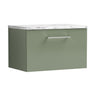 [BFLE822LCM] Bramshall Contemporary 1 Drawer Wall Hung Vanity Unit with Carrera Marble Laminate Worktop, Choice of Size and Colour - Cutout