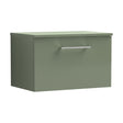 [BFLE822W] Balterley Level Contemporary Bathroom 600mm Wall Hung 1-Soft Close Drawer Vanity Unit with Worktop, 605 x 377 x 390mm, Satin Green - Cutout