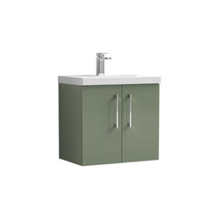 [BFLE823A] Bramshall Contemporary 2 Door Wall Hung Vanity Basin Unit with Mid-Edge Basin, Choice of Size and Colour - Cutout