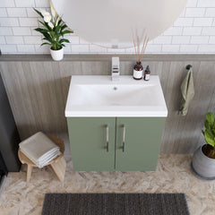 [BFLE823A] Bramshall Contemporary 2 Door Wall Hung Vanity Basin Unit with Mid-Edge Basin, Choice of Size and Colour - Lifestyle 2