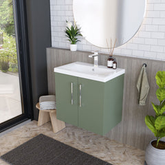 [BFLE823A] Bramshall Contemporary 2 Door Wall Hung Vanity Basin Unit with Mid-Edge Basin, Choice of Size and Colour - Lifestyle 3