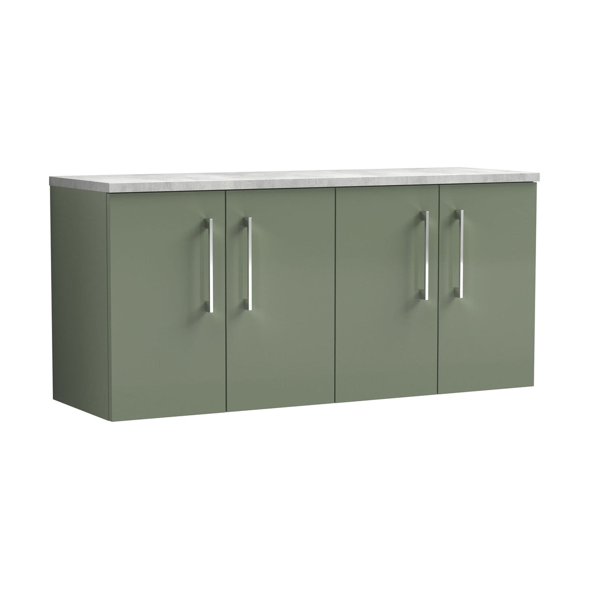 [BFLE823LBG2] Balterley Level 1200mm Wall Hung 2 Door Vanity Unit with Laminate Worktop for Modern Bathroom Storage - Satin Green - Cutout