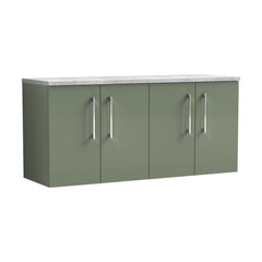 [BFLE823LBG2] Bramshall Wall Hung 4 Door Vanity Unit with Bellato Grey Laminate Worktop, 1200mm, Choice of Colour - Cutout