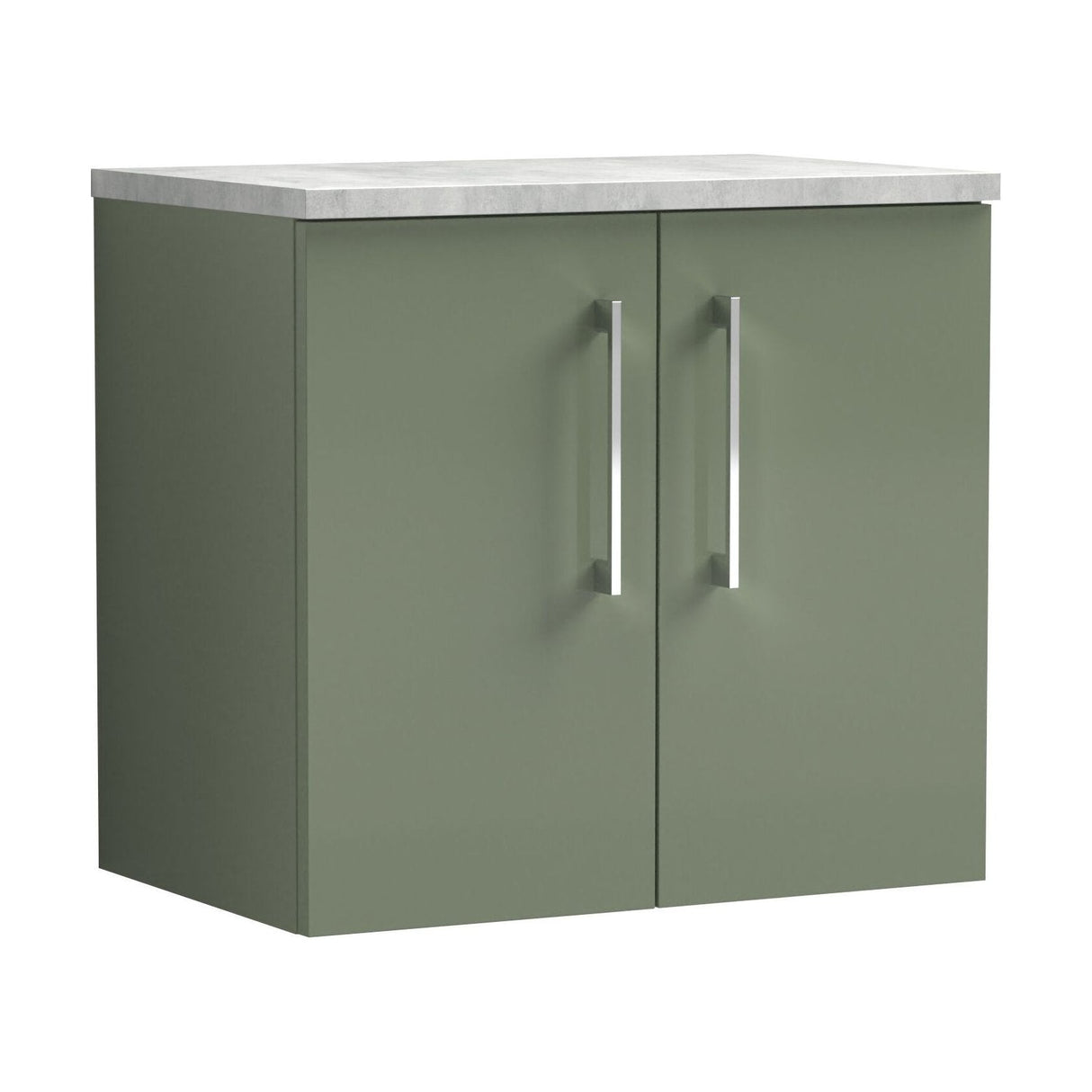 [BFLE823LBG] Bramshall Wall Hung 2 Door Vanity Unit with Bellato Grey Laminate Worktop, 600mm, Choice of Colour - Cutout
