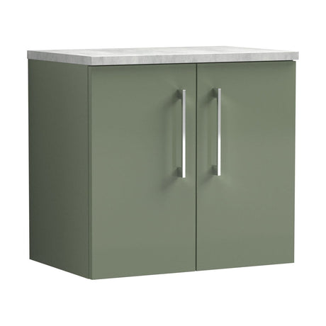 [BFLE823LBG] Bramshall Wall Hung 2 Door Vanity Unit with Bellato Grey Laminate Worktop, 600mm, Choice of Colour - Cutout