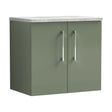 [BFLE823LBG] Balterley Level 600mm Wall Hung 2 Door Vanity Unit with Laminate Worktop for Modern Bathroom Storage - Satin Green - Cutout