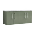 [BFLE823LCM2] Balterley Level 1200mm Wall Hung Vanity Unit with Laminate Worktop for Modern Bathroom Storage - Satin Green - Cutout
