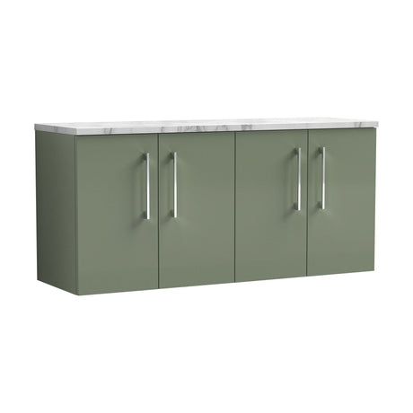 [BFLE823LCM2] Bramshall Contemporary 4 Door Wall Hung Vanity Unit with Carrera Marble Laminate Worktop, 1200mm, Choice of Colour - Cutout