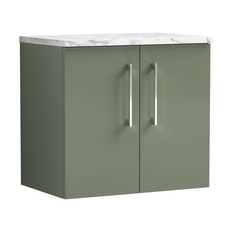 [BFLE823LCM] Bramshall Contemporary 2 Door Wall Hung Vanity Unit with Carrera Marble Laminate Worktop, 600mm, Choice of Colour - Cutout