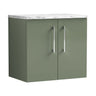 [BFLE823LCM] Bramshall Contemporary 2 Door Wall Hung Vanity Unit with Carrera Marble Laminate Worktop, 600mm, Choice of Colour - Cutout