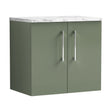 [BFLE823LCM] Balterley Level 600mm Wall Hung 2 Door Vanity Unit & Laminate Worktop for Modern Bathroom Storage - Satin Green - Cutout