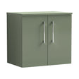 [BFLE823W] Balterley Level Modern Bathroom 600mm Wall Hung 2-Door Vanity Unit with Worktop, Soft Close Doors, Satin Green - Cutout