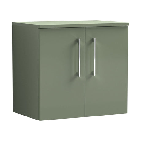 [BFLE823W] Bramshall Contemporary 2 Door Wall Hung Vanity Unit with Worktop, 600mm, Choice of Colour - Cutout