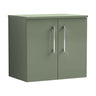[BFLE823W] Bramshall Contemporary 2 Door Wall Hung Vanity Unit with Worktop, 600mm, Choice of Colour - Cutout