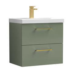 [BFLE824AH017] Bramshall Wall Hung 2 Drawer Vanity Unit with Mid-Edge Ceramic Basin - Choice of Colour, Handle Finish and Size - Cutout