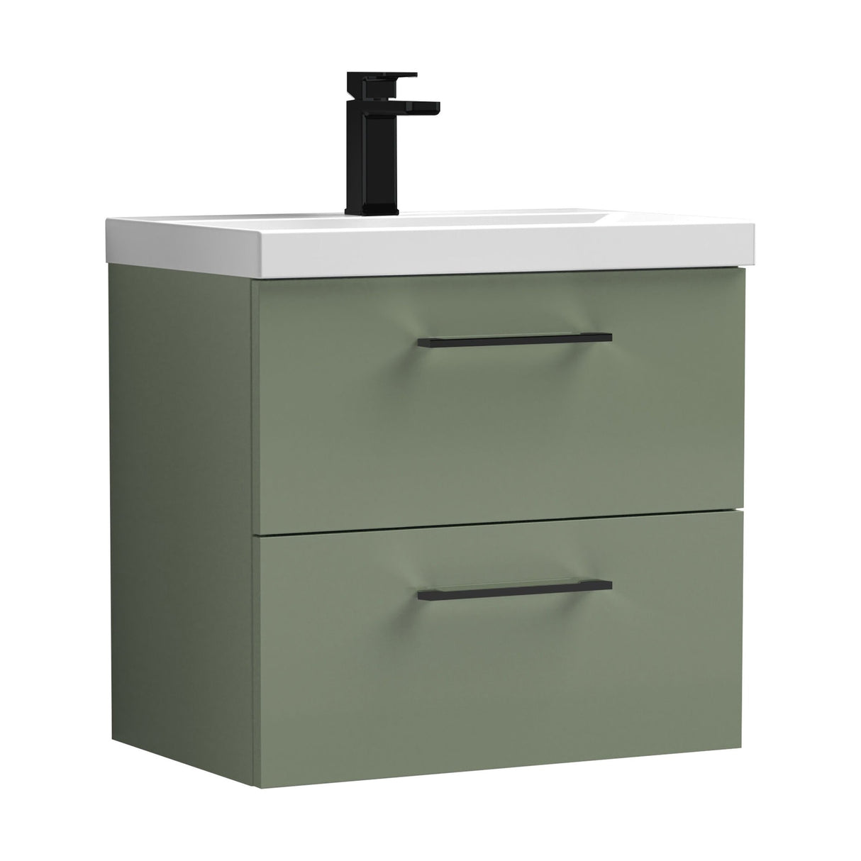 [BFLE824AH018] Bramshall Wall Hung 2 Drawer Vanity Unit with Mid-Edge Ceramic Basin - Choice of Colour, Handle Finish and Size - Cutout