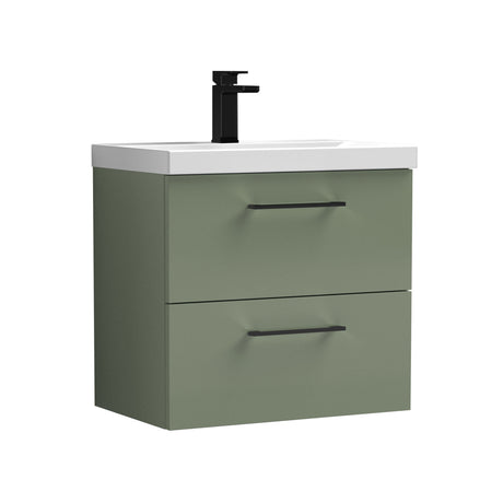 Bramshall Wall Hung 2 Drawer Vanity Unit with Mid-Edge Ceramic Basin - Choice of Colour, Handle Finish and Size