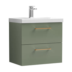 [BFLE824AH019] Bramshall Wall Hung 2 Drawer Vanity Unit with Mid-Edge Ceramic Basin - Choice of Colour, Handle Finish and Size - Cutout