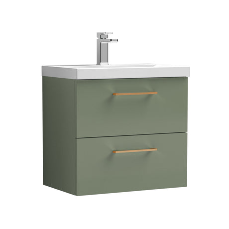 Bramshall Wall Hung 2 Drawer Vanity Unit with Mid-Edge Ceramic Basin - Choice of Colour, Handle Finish and Size