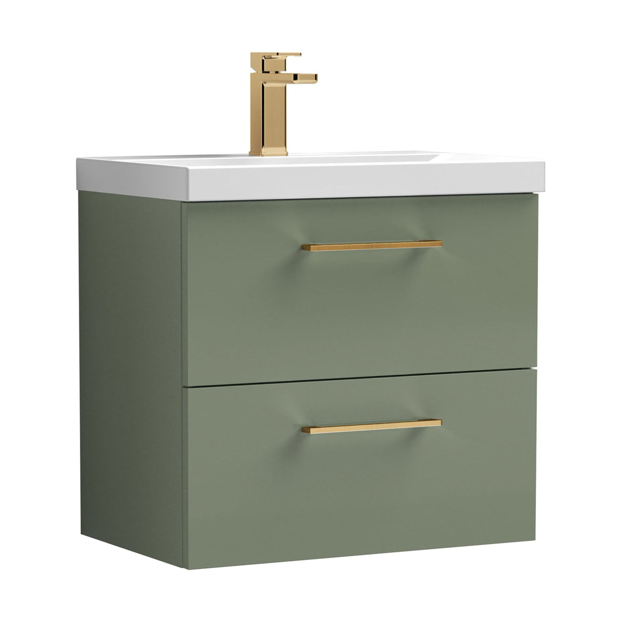 [BFLE824AH716] Bramshall Wall Hung 2 Drawer Vanity Unit with Mid-Edge Ceramic Basin - Choice of Colour, Handle Finish and Size - Cutout