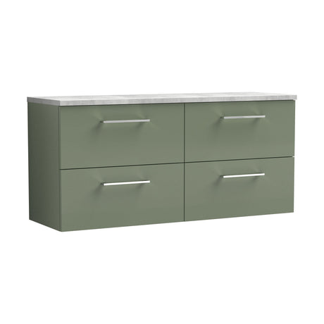 [BFLE824LBG2] Bramshall Wall Hung 4 Drawer Vanity Unit with Bellato Grey Laminate Worktop, 1200mm, Choice of Colour - Cutout