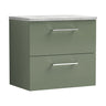 [BFLE824LBG] Bramshall Contemporary 2 Drawer Wall Hung Vanity Unit with Bellato Grey Laminate Worktop, Choice of Size and Colour - Cutout
