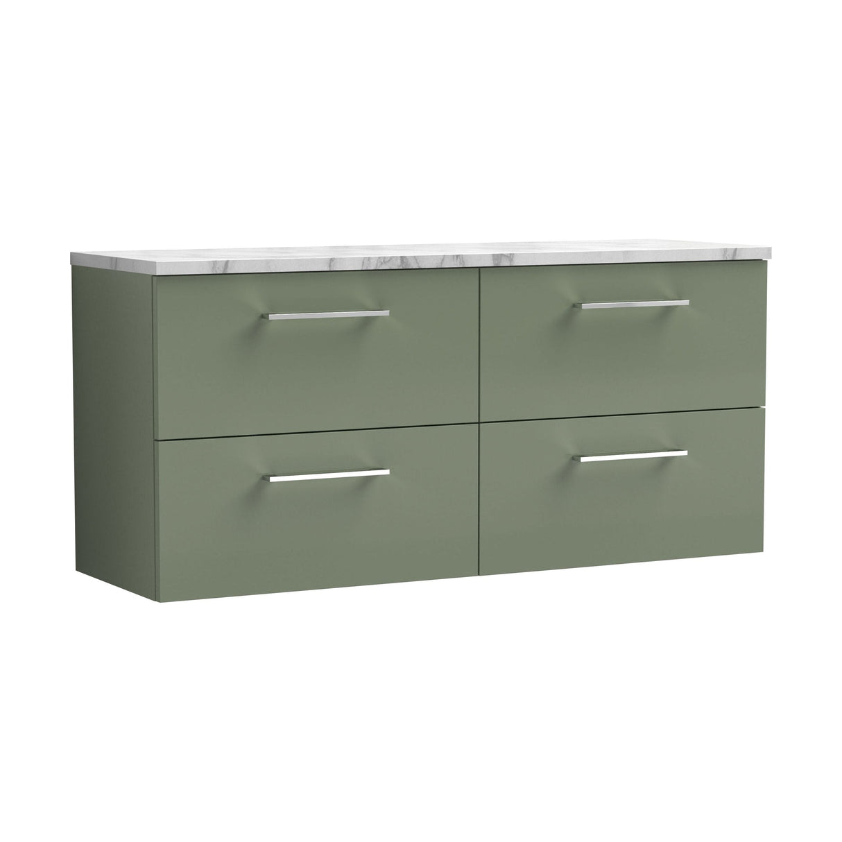 [BFLE824LCM2] Bramshall Contemporary 4 Drawer Wall Hung Vanity Unit with Carrera Marble Laminate Worktop, 1200mm, Choice of Colour - Cutout