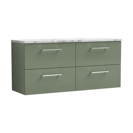[BFLE824LCM2] Bramshall Contemporary 4 Drawer Wall Hung Vanity Unit with Carrera Marble Laminate Worktop, 1200mm, Choice of Colour - Cutout