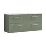 [BFLE824LCM2] Bramshall Contemporary 4 Drawer Wall Hung Vanity Unit with Carrera Marble Laminate Worktop, 1200mm, Choice of Colour - Cutout