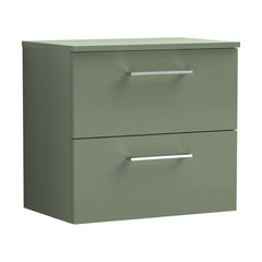 [BFLE824W] Bramshall Contemporary 2 Soft Close Drawer Wall Hung Vanity Unit with Worktop, Choice of Size and Colour - Cutout