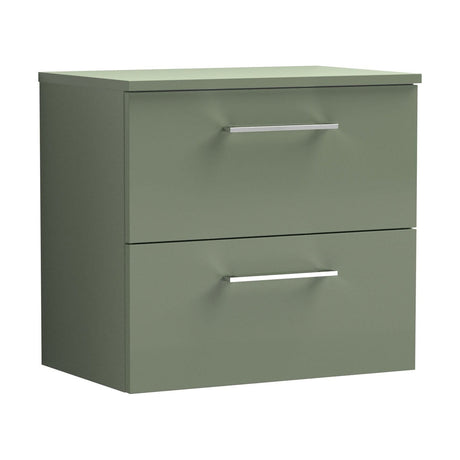 [BFLE824W] Bramshall Contemporary 2 Soft Close Drawer Wall Hung Vanity Unit with Worktop, Choice of Size and Colour - Cutout