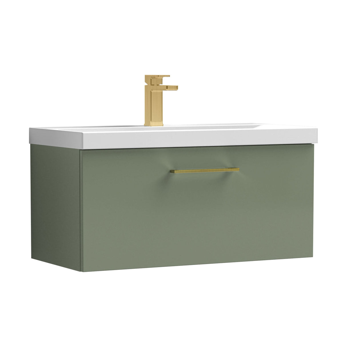 [BFLE825AH017] Bramshall Wall Hung 1 Drawer Vanity Unit with Mid-Edge Ceramic Basin - Choice of Colour, Handle Finish and Size - Cutout