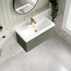[BFLE825AH017] Bramshall Wall Hung 1 Drawer Vanity Unit with Mid-Edge Ceramic Basin 800mm - Lifestyle 2