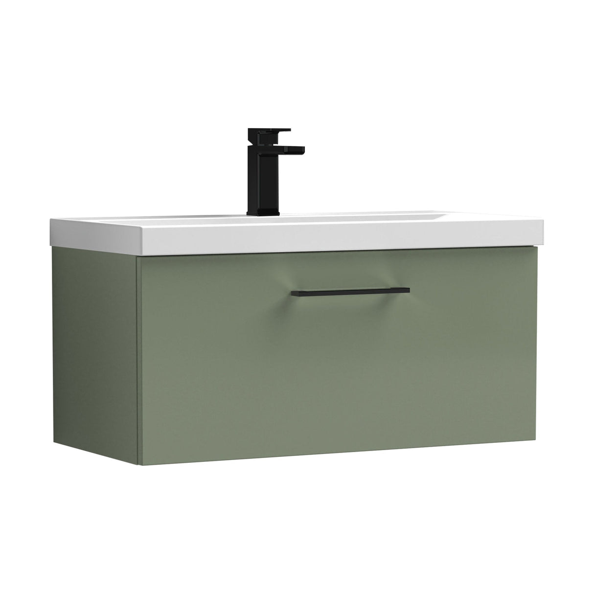 [BFLE825AH018] Bramshall Wall Hung 1 Drawer Vanity Unit with Mid-Edge Ceramic Basin - Choice of Colour, Handle Finish and Size - Cutout
