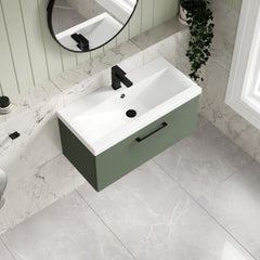 [BFLE825AH018] Bramshall Wall Hung 1 Drawer Vanity Unit with Mid-Edge Ceramic Basin 800mm - Lifestyle 2